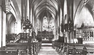 Sankt Cyriakus, interior, view in direction of the eastern quire, before 1945.