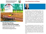 Deckblatt der Broschüre "Dichtheitsprüfung privater Abwasseranlagen" vom Ministerium für Umwelt und Naturschutz, Landwirtschaft und Verbraucherschutz für das Land Nordrhein-Westfalen