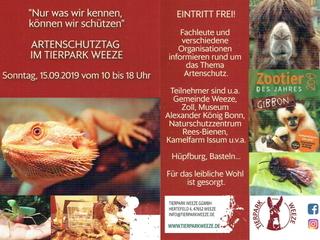 Flyer zum Artenschutztag im Tierpark Weeze