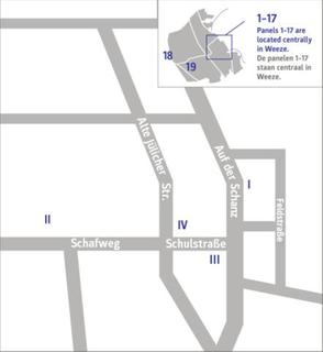 Overzichtsplattegrond met locaties van de historische borden in Wemb