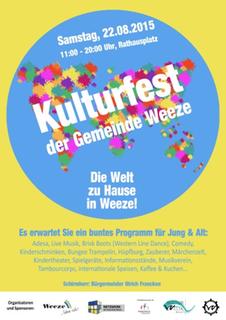 'Die Welt zu Hause in Weeze!' - Plakat zum Kulturfest mit Kunstaktion in Weeze
