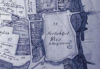 The town centre of Weeze (highlighted) was surrounded by embankments and ditches in the 17th/18th century