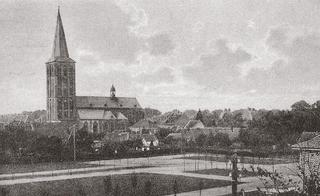 New Market with Church, postcard-view from about 1920.