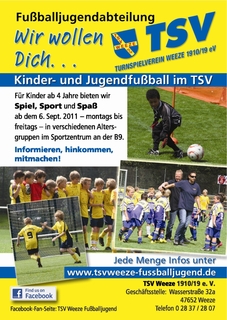 Plakat der Fußballjugendabteilung des TSV Weeze